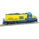 EMD GP9M - Standard DC -- Ontario Northland 1600 (yellow, blue Chevrons Logo)