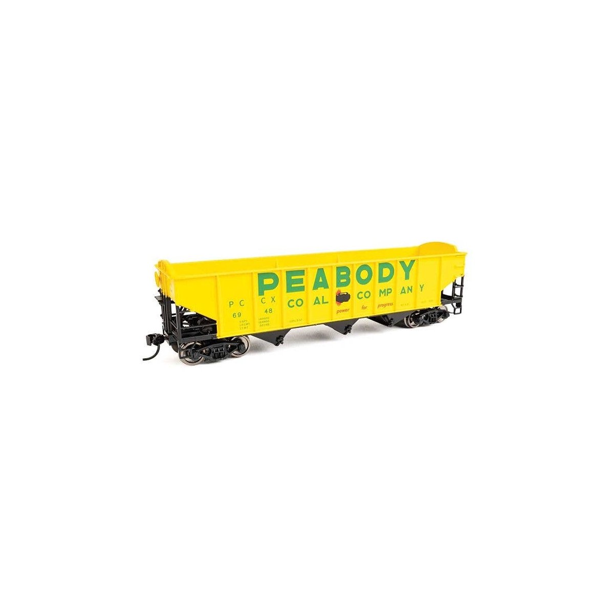 70-Ton AAR 3-Bay Open Hopper - Ready to Run -- Peabody 6948, HO, WalthersMainline 56717