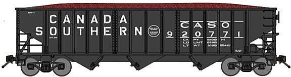 70-Ton 3-Bay 14-Panel Hopper w/Load - Ready to Run -- Canada Southern 920771 (Version 2, black, Bil, N, Bluford Shops 14690