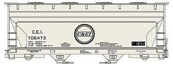 ACF 2-Bay Covered Hopper - Kit -- Chicago & Eastern Illinois 706473 (gray, black, Buzz Saw Logo), HO, Accurail Inc 81513