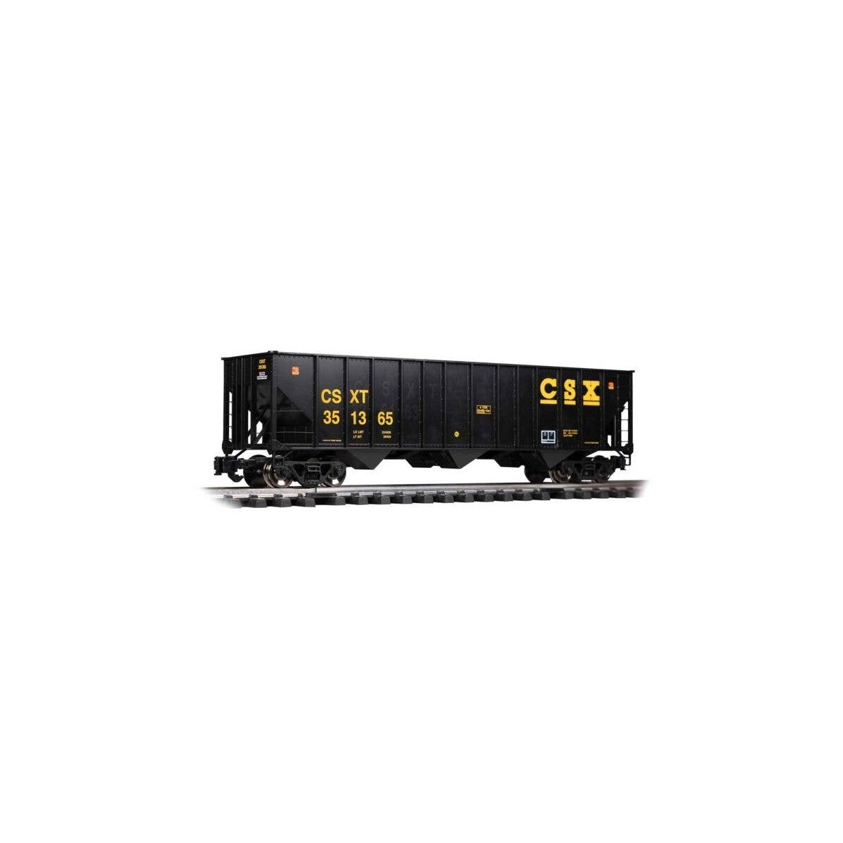 Bethlehem Steel 100-Ton 3-Bay Hopper - Ready to Run -- CSX Transportation 326123 (black, yell, G, Bachmann Industries 93652