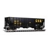 Bethlehem Steel 100-Ton 3-Bay Hopper - Ready to Run -- CSX Transportation 326123 (black, yell, G, Bachmann Industries 93652