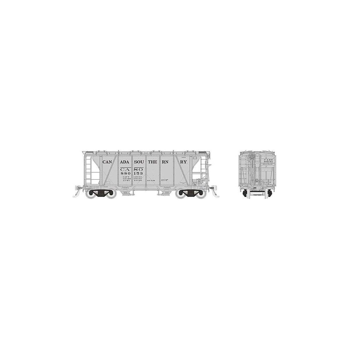 Enterprise 2-Bay Covered Hopper - Ready to Run -- Canada Southern (gray, black), HO, Rapido Trains Inc 149003A