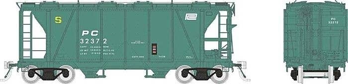 Enterprise 2-Bay Covered Hopper - Ready to Run -- Penn Central (MOW, Jade Green, white, Smal, HO, Rapido Trains Inc 149007A