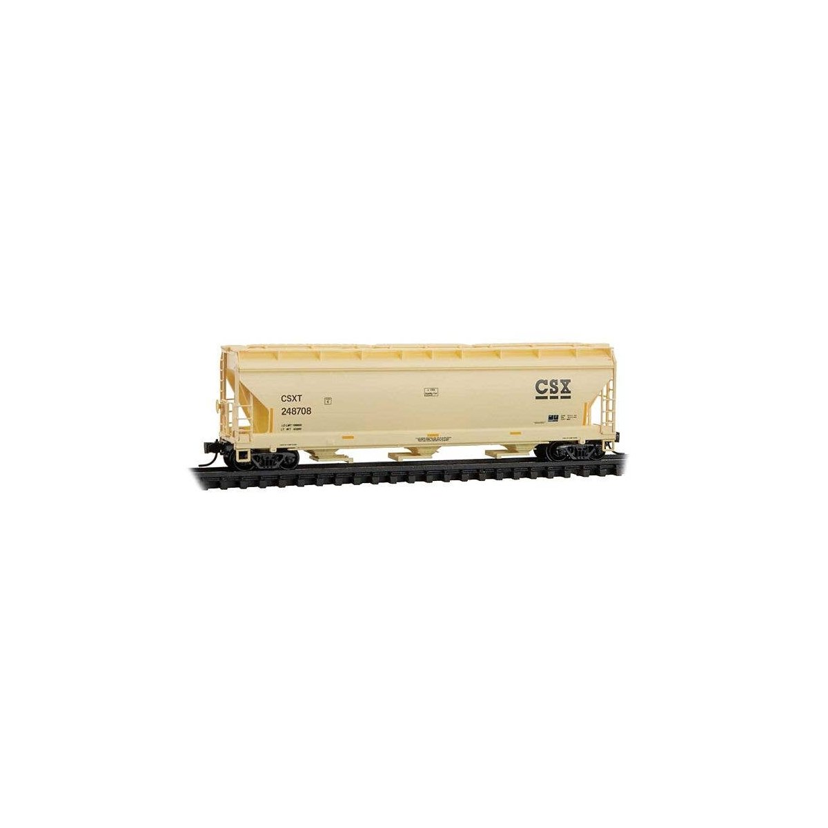 ACF 3-Bay Center Flow Covered Hopper with Elongated Hatches - Ready to Run -- CSX 248708 (bei, N, Micro Trains Line 9400931
