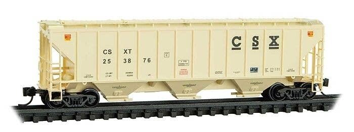 Pullman-Standard PS-2 CD 4427 High-Side 3-Bay Covered Hopper - Ready to Run -- CSX 253876 (be, N, Micro Trains Line 9600230