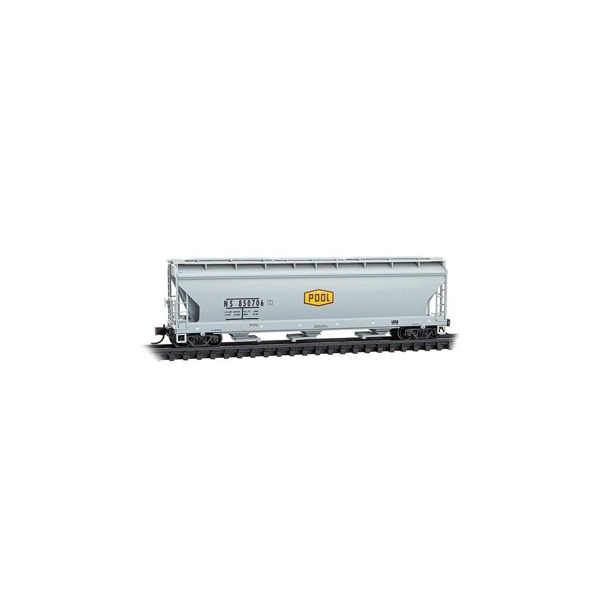 ACF 3-Bay Center Flow Covered Hopper with Elongated Hatches - Ready to Run -- Norfolk Souther, N, Micro Trains Line 9400980