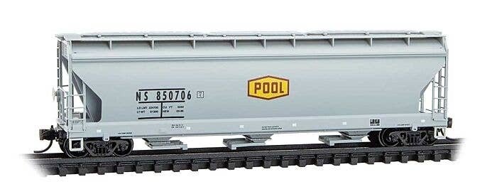ACF 3-Bay Center Flow Covered Hopper with Elongated Hatches - Ready to Run -- Norfolk Souther, N, Micro Trains Line 9400980