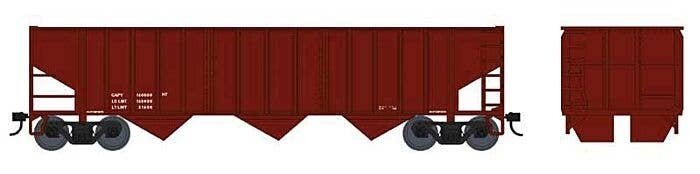 70-Ton 14-Panel 3-Bay Hopper - Ready to Run -- Dimensional Data (Boxcar Red), HO, Bowser Manufacturing Co. 43443