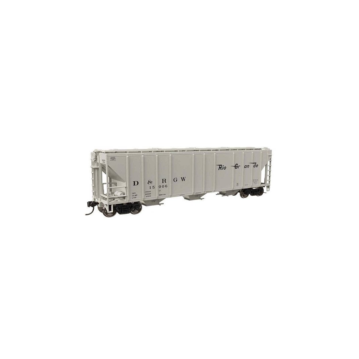 50′ Pullman-Standard PS2-CD 4427 3-Bay Covered Hopper - Ready to Run -- Denver & Rio Grande Wes, HO, WalthersMainline 49408