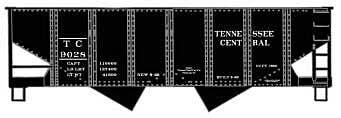 USRA 55-Ton 2-Bay Open Hopper - Kit -- Tennessee Central 9028 (black), HO, Accurail Inc 2591