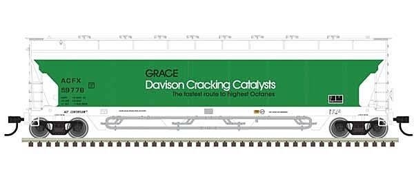 Pressureaide Centerflow Covered Hopper - Ready to Run - Master(R) -- Grace Davison 59, N, Atlas Model Railroad Co. 50006077