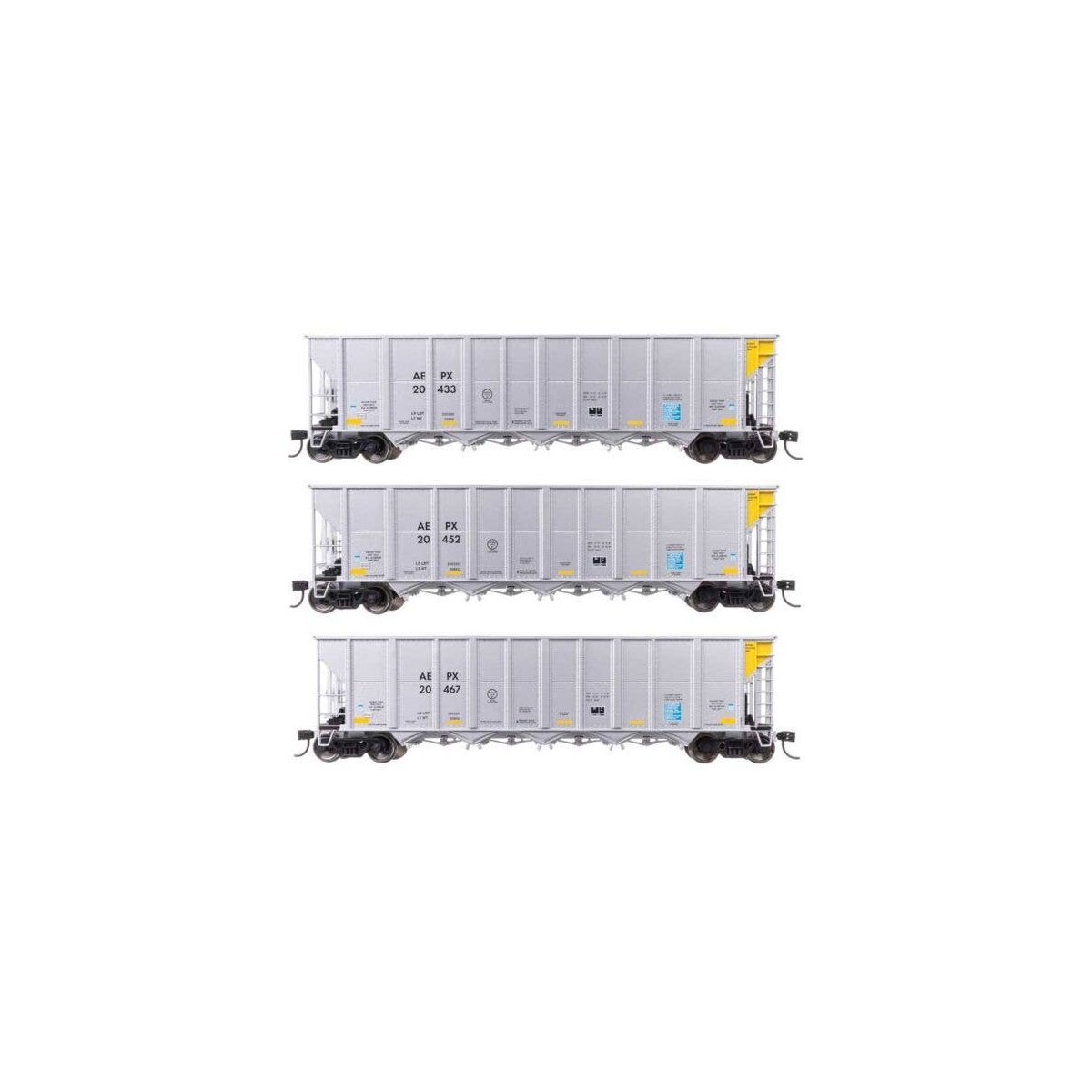 50′ RD-4 Hopper 3-Pack - Ready to Run -- American Electrical Power Service Corp. AEPX 20433, 20, HO, WalthersMainline 56868