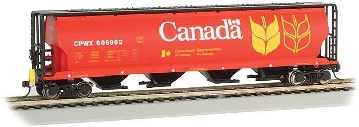 Canadian Cylindrical 4-Bay Grain Hopper with FRED - Ready to Run -- Government of Canada CPW, HO, Bachmann Industries 73801