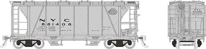 Enterprise 2-Bay Covered Hopper - Ready to Run -- New York Central (gray, black, Gothic Lett, HO, Rapido Trains Inc 149002A