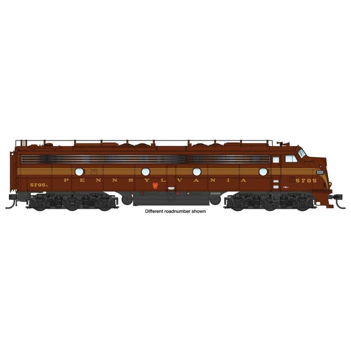 EMD E8A with LokSound 5 Sound & DCC -- Pennsylvania Railroad Class EP-22 5708A (Tuscan, five-stripe)