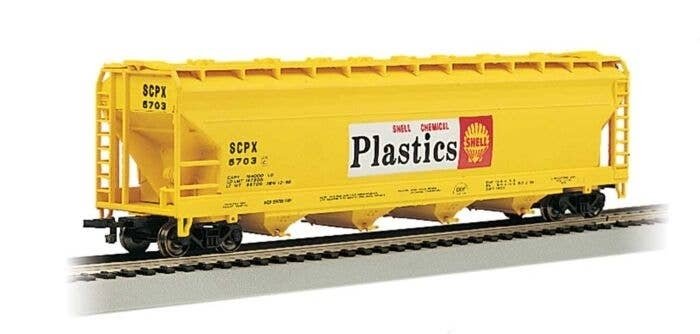 56′ ACF Center-Flow Covered Hopper - Ready to Run - Silver Series(R) -- Shell Oil Company - , HO, Bachmann Industries 17534