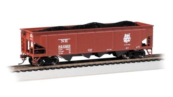 40′ Quad Hopper - Ready to Run - Silver Series(R) -- New Haven 81023 (Boxcar Red, Script Log, HO, Bachmann Industries 17624