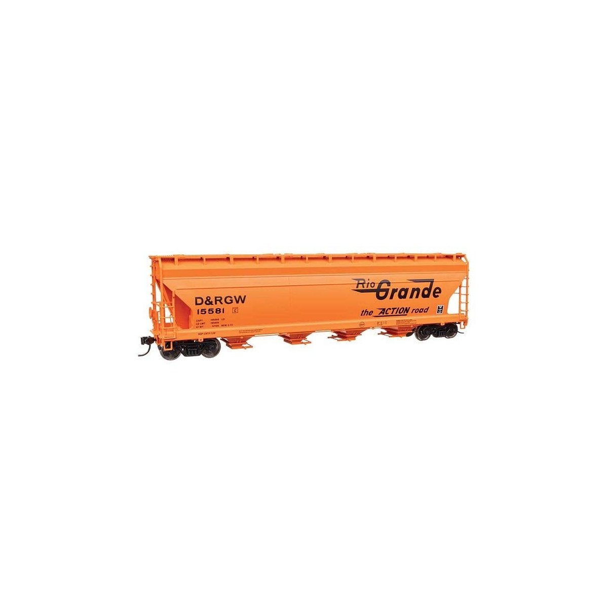 ACF 5250 4-Bay Centerflow Covered Hopper - Ready to Run -- Denver & Rio Grande Western(TM) 1558, HO, WalthersMainline 49209
