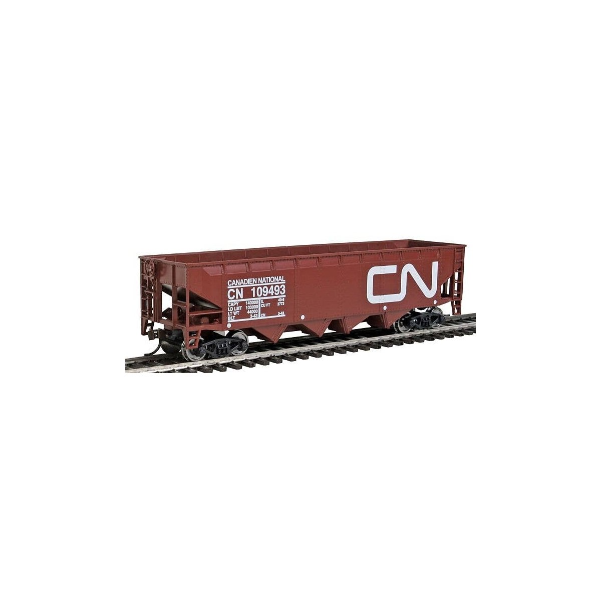 Offset Hopper - Ready to Run -- Canadian National (brown, white Large Logo), HO, WalthersTrainline 1424