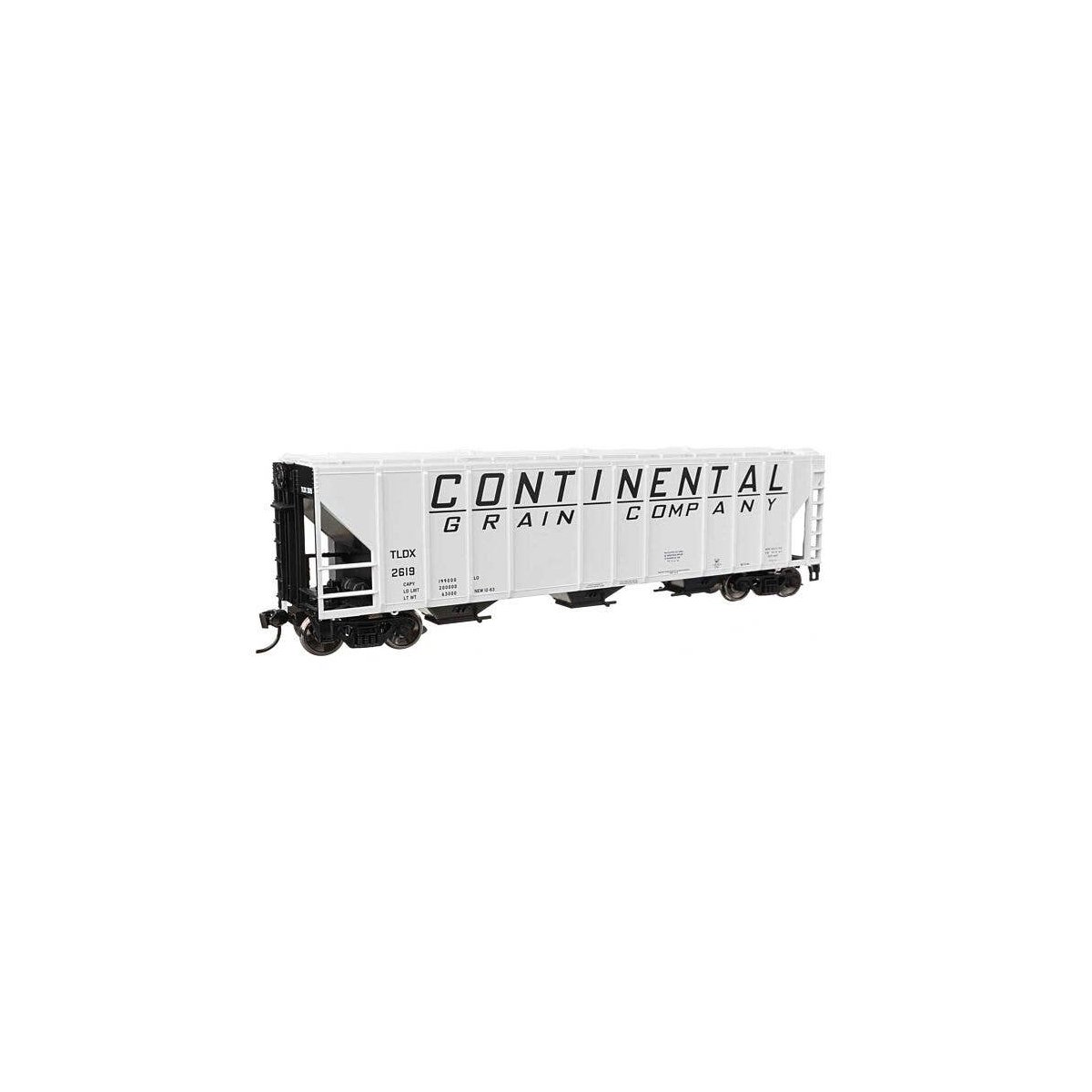 50′ Pullman-Standard PS2-CD 4427 3-Bay Covered Hopper - Ready to Run -- Continental Grain Co TL, HO, WalthersMainline 49425