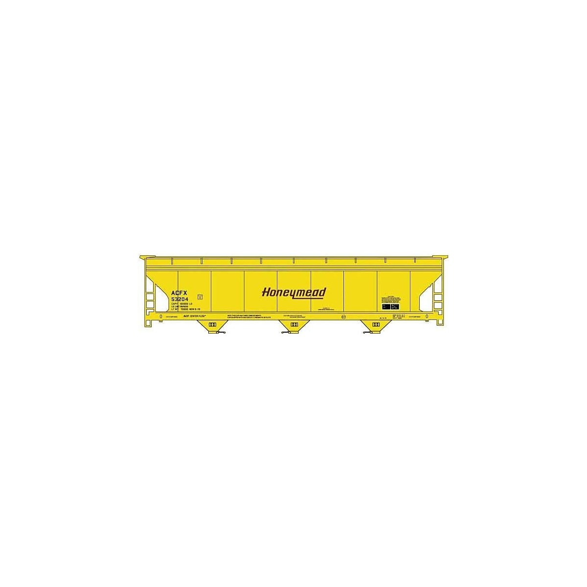 ACF 47′ 3-Bay Center-Flow Covered Hopper - Kit -- Honeymead 53204 (yellow, brown), HO, Accurail Inc 81762