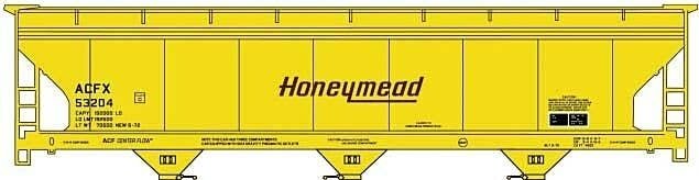 ACF 47′ 3-Bay Center-Flow Covered Hopper - Kit -- Honeymead 53204 (yellow, brown), HO, Accurail Inc 81762