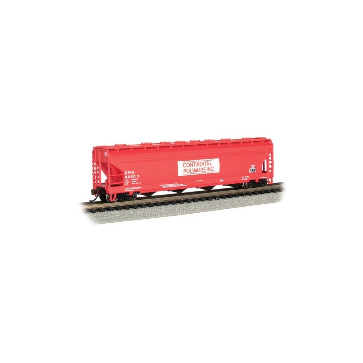 56′ 4-Bay Center-Flow Hopper - Ready to Run - Silver Series(R) -- Continental Polymers 3000, N, Bachmann Industries 17562