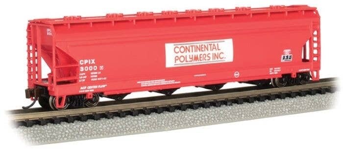 56′ 4-Bay Center-Flow Hopper - Ready to Run - Silver Series(R) -- Continental Polymers 3000, N, Bachmann Industries 17562