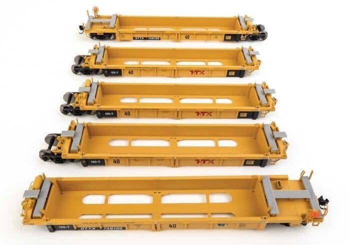 Thrall 5-Unit Rebuilt 40′ Well Car - Ready to Run -- TTX DTTX 748195 - large red TTX logo, HO, WalthersMainline 55672