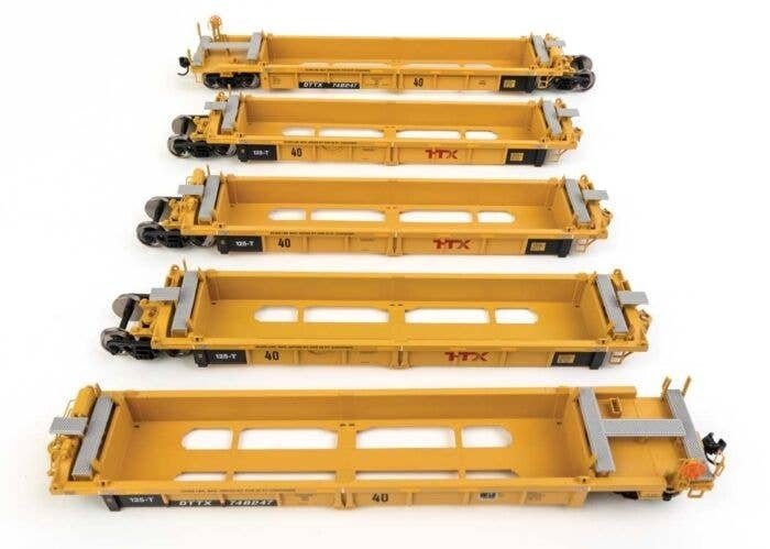 Thrall 5-Unit Rebuilt 40′ Well Car - Ready to Run -- TTX DTTX 748247 - large red TTX logo, HO, WalthersMainline 55673