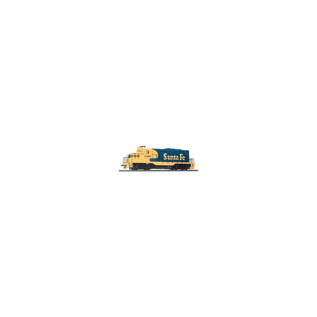 EMD GP9M - Standard DC -- Santa Fe (Warbonnet blue, yellow)