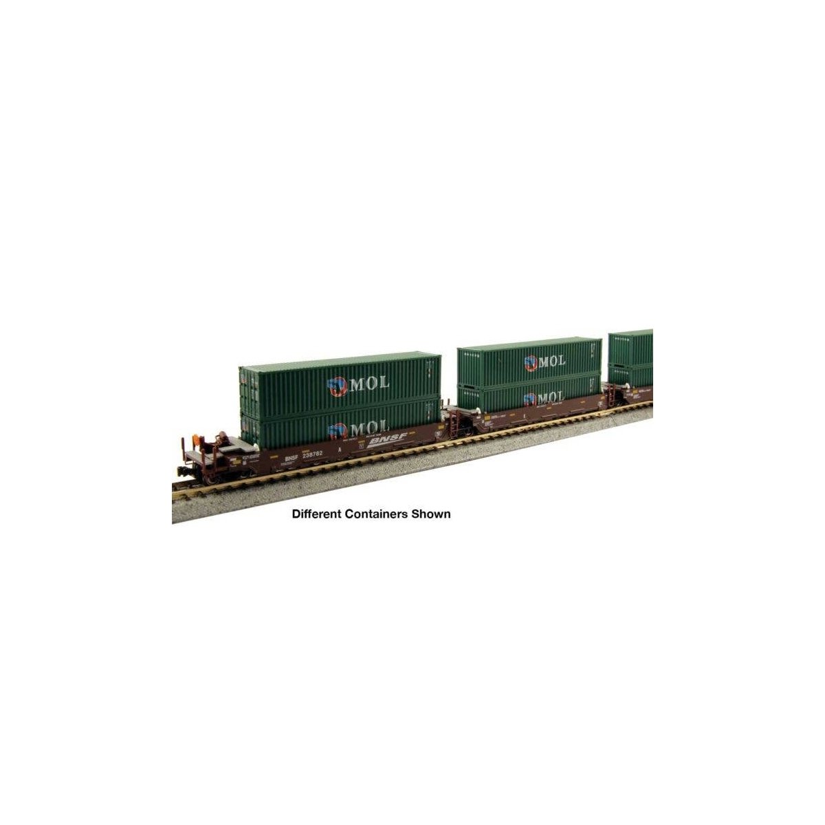 Gunderson Maxi-I 5-Unit Container Well Car w/40′ Containers - Ready to Run -- BNSF Railway 239156 , N, Kato USA Inc 1066211