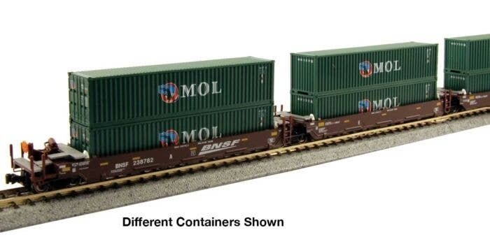 Gunderson Maxi-I 5-Unit Container Well Car w/40′ Containers - Ready to Run -- BNSF Railway 239156 , N, Kato USA Inc 1066211