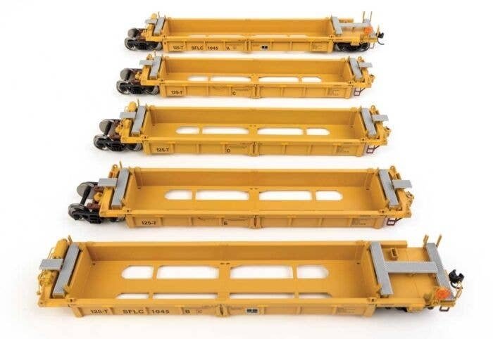 Thrall 5-Unit Rebuilt 40′ Well Car - Ready to Run -- BNSF Santa Fe Leasing SFLC 1045, HO, WalthersMainline 55678