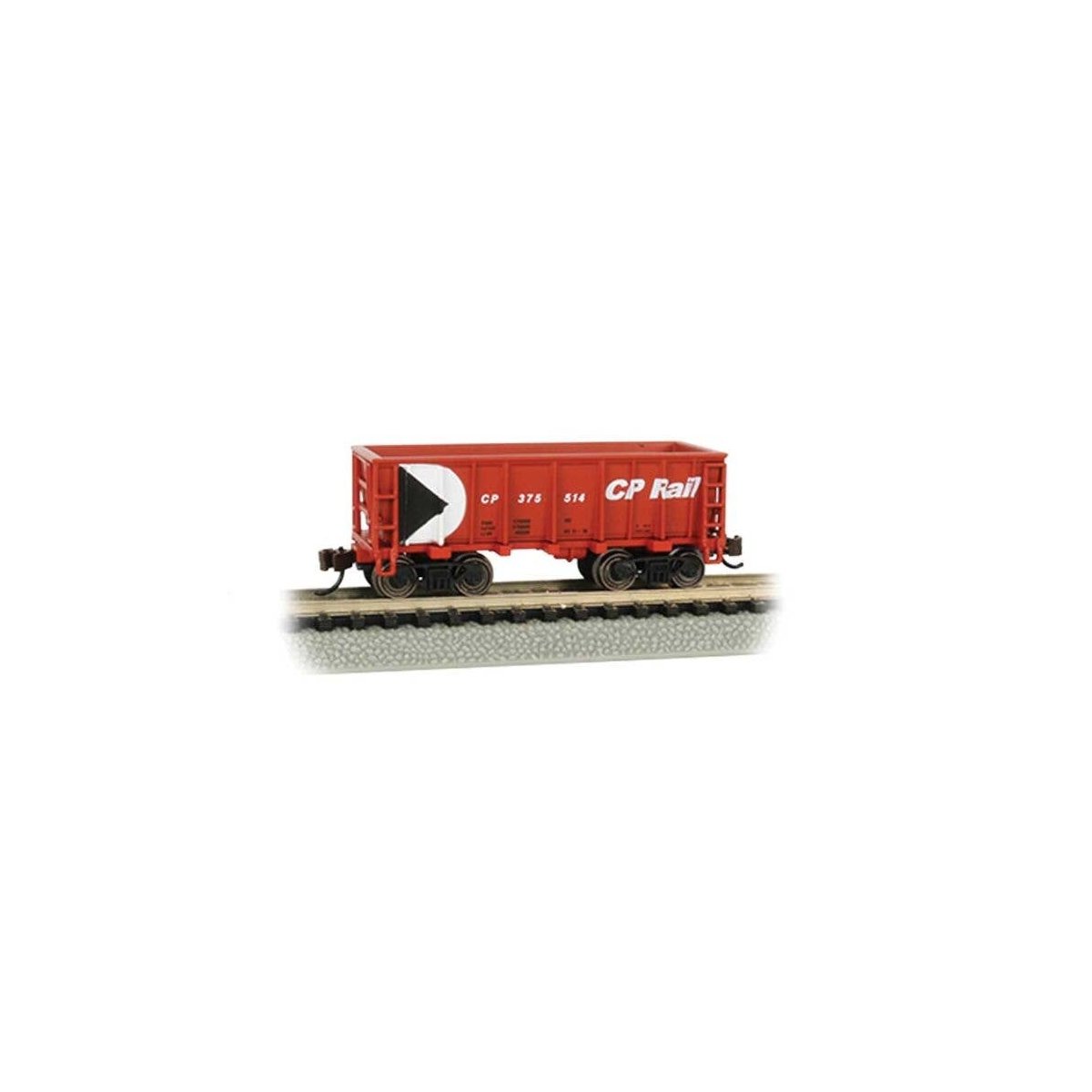 Ore Car - Flat-Bottom - Ready to Run -- Canadian Pacific 314414 (red, black, white Multimark , N, Bachmann Industries 18652
