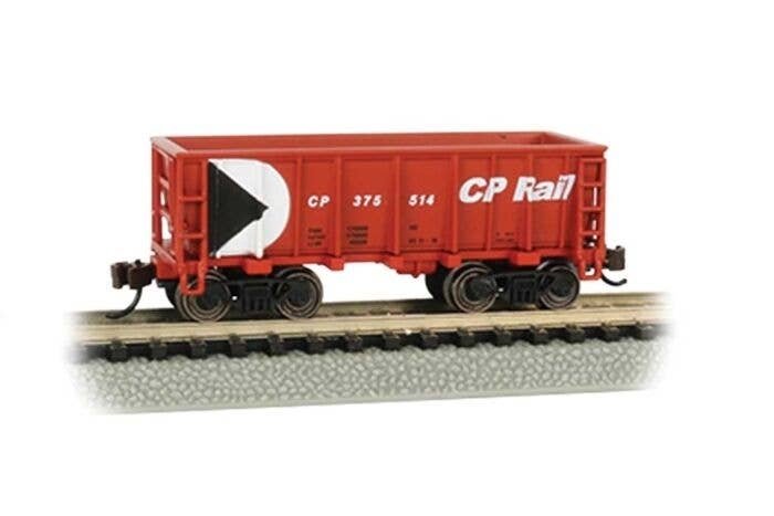 Ore Car - Flat-Bottom - Ready to Run -- Canadian Pacific 314414 (red, black, white Multimark , N, Bachmann Industries 18652