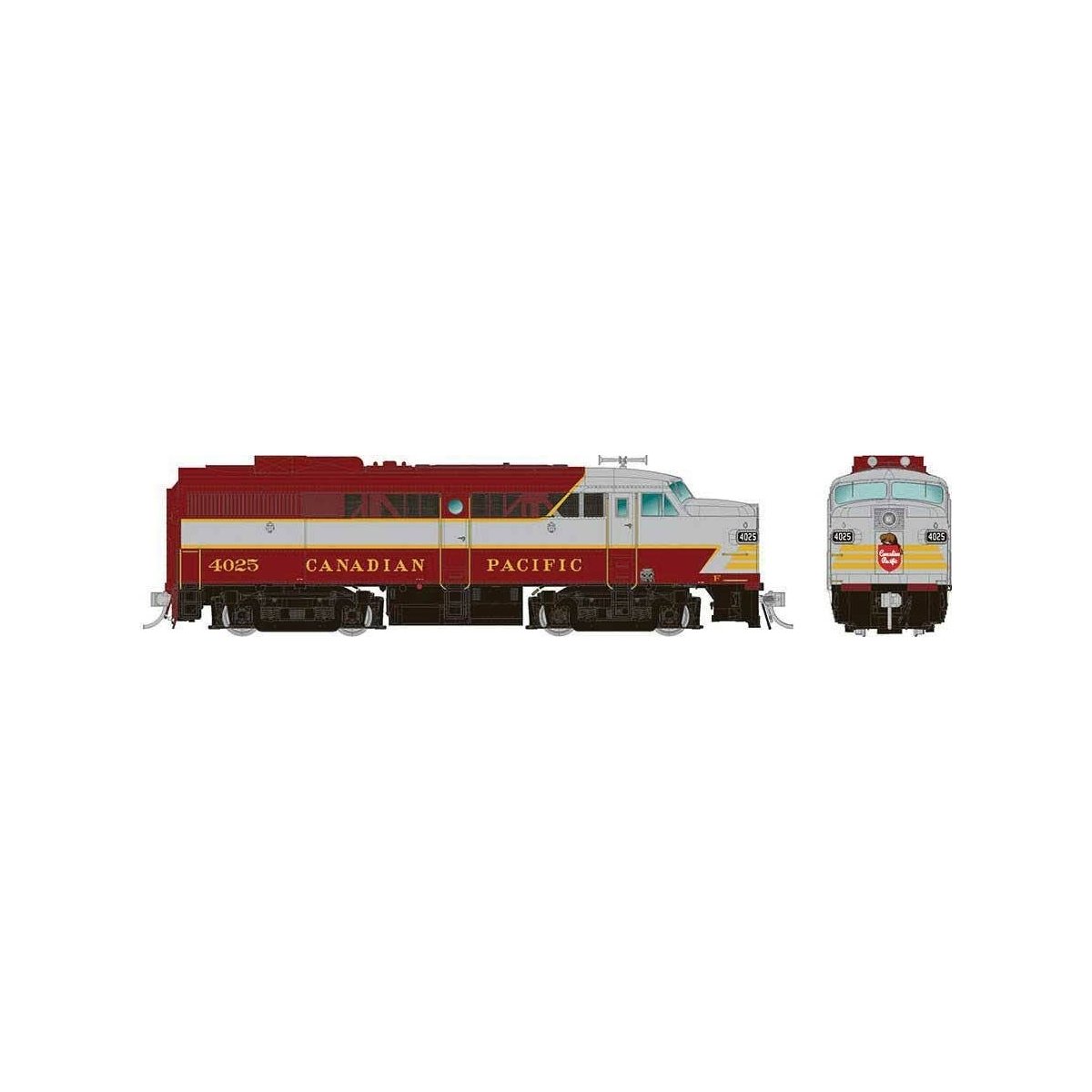 Alco FA1 - Standard DC -- Canadian Pacific 4008 (maroon, gray, Block Lettering)