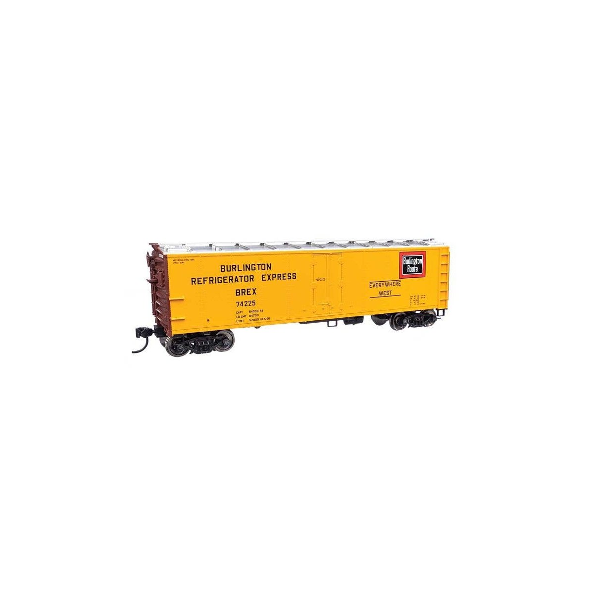 40′ Steel Reefer with Dreadnaught Ends - Ready-to-Run -- Burlington Refrigerator Express BREX 7, HO, WalthersMainline 41405