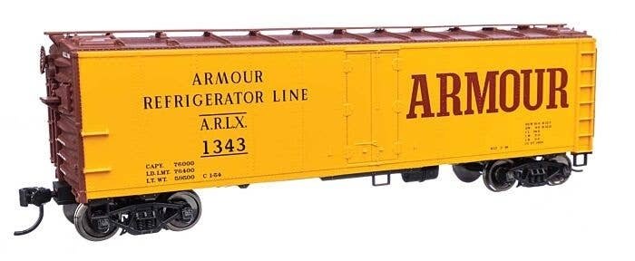 40′ Steel Reefer with Dreadnaught Ends - Ready-to-Run -- Armour Refrigerator Line ARLX 1343, HO, WalthersMainline 41402