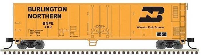 50′ Mechanical Reefer - Ready to Run -- Burlington Northern 420 (yellow, black), N, Trainman 50006472