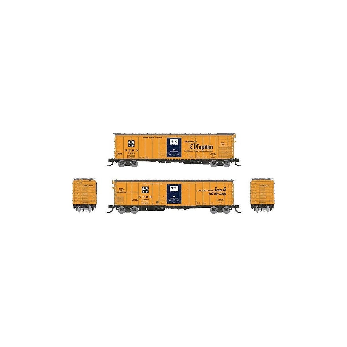 Class RR-56 Mechanical Reefer - Ready to Run -- Santa Fe (orange, blue, black, El Capitan Slo, N, Rapido Trains Inc 561005A