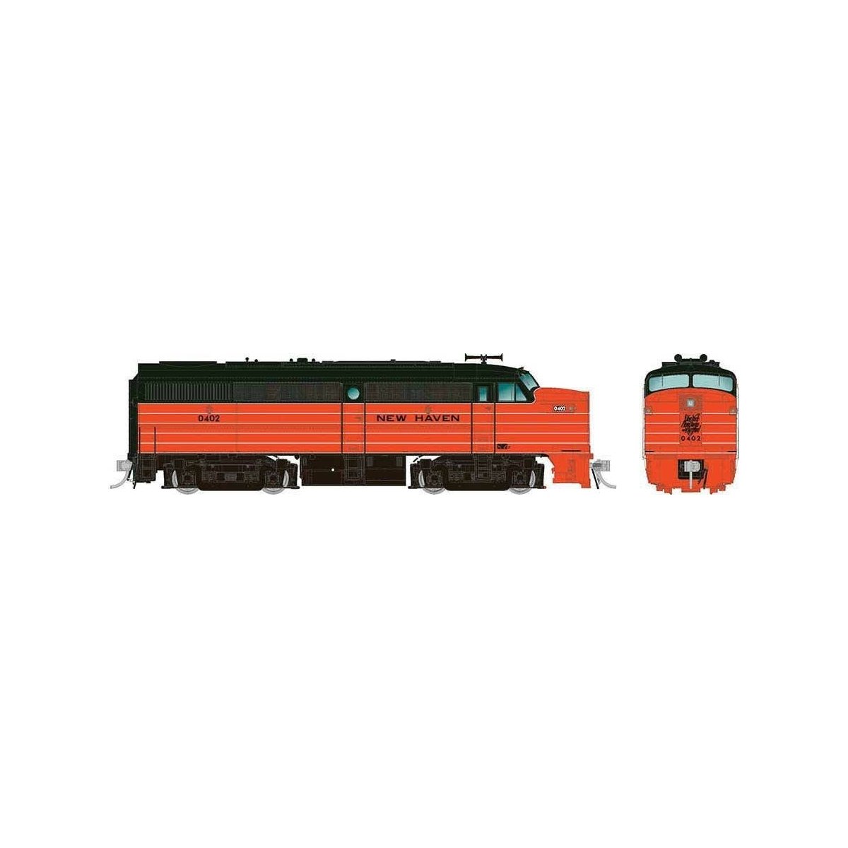 Alco FA1 - Standard DC -- New Haven 0429 (As Delivered, orange, green, silver)