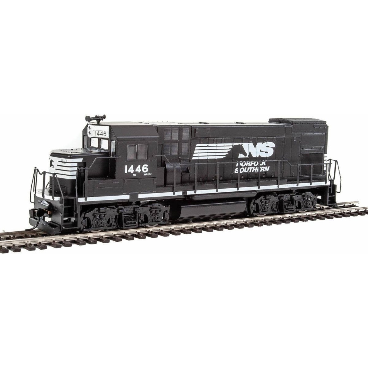 EMD GP15-1 - Standard DC -- Norfolk Southern (black, white)