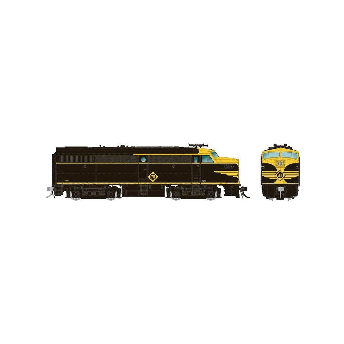 Alco FA1 - LokSound and DCC -- Erie 728 (black, yellow Wings)
