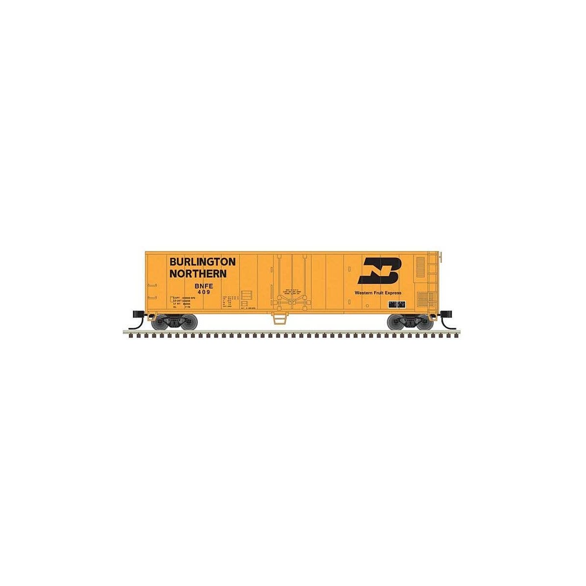 50′ Mechanical Reefer - Ready to Run -- Burlington Northern 409 (yellow, black), N, Trainman 50006471