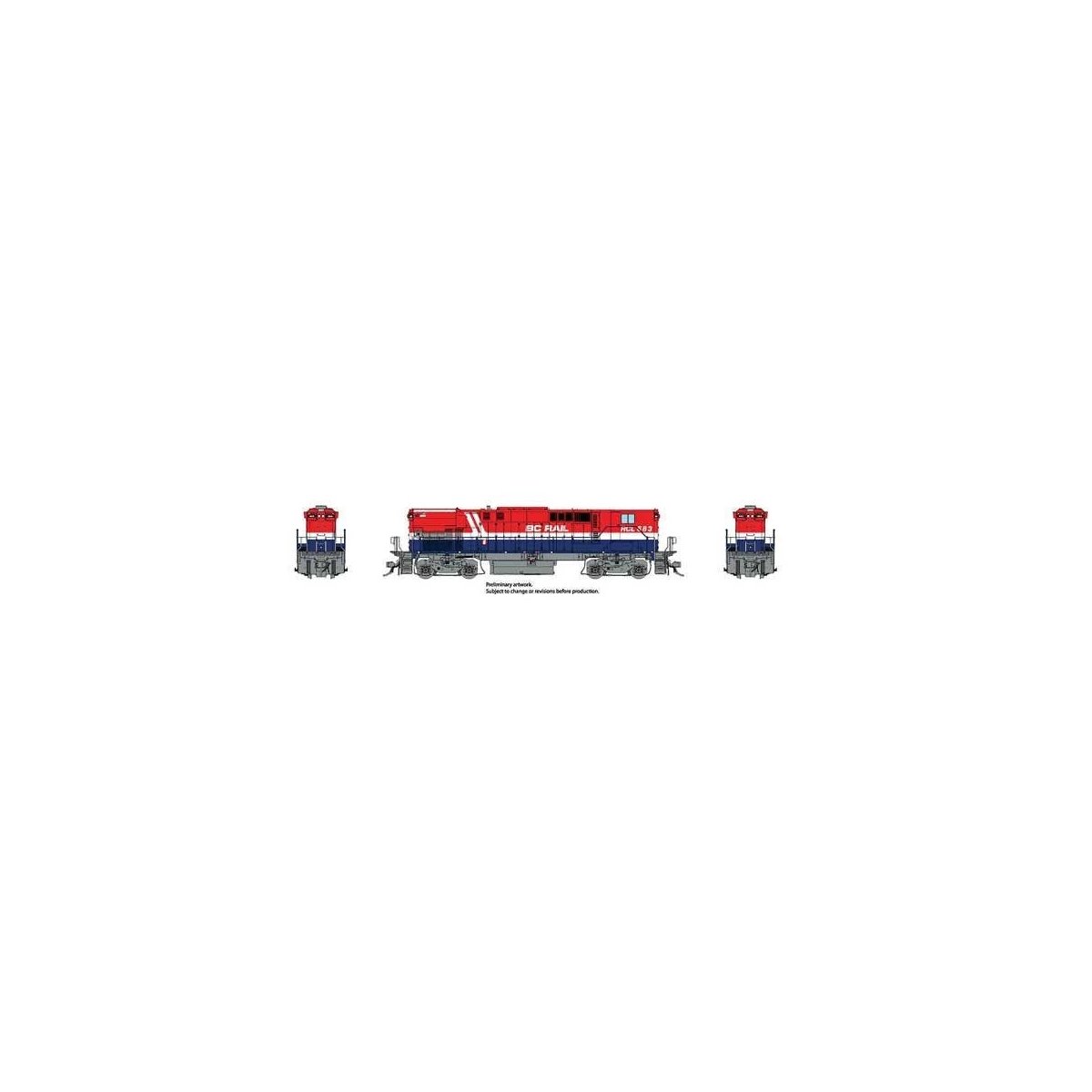 Montreal Locomotive Works MLW M420B - M420B Set - Standard DC -- British Columbia Railway RCL683, RCL685 (Hockey Stick red, whit