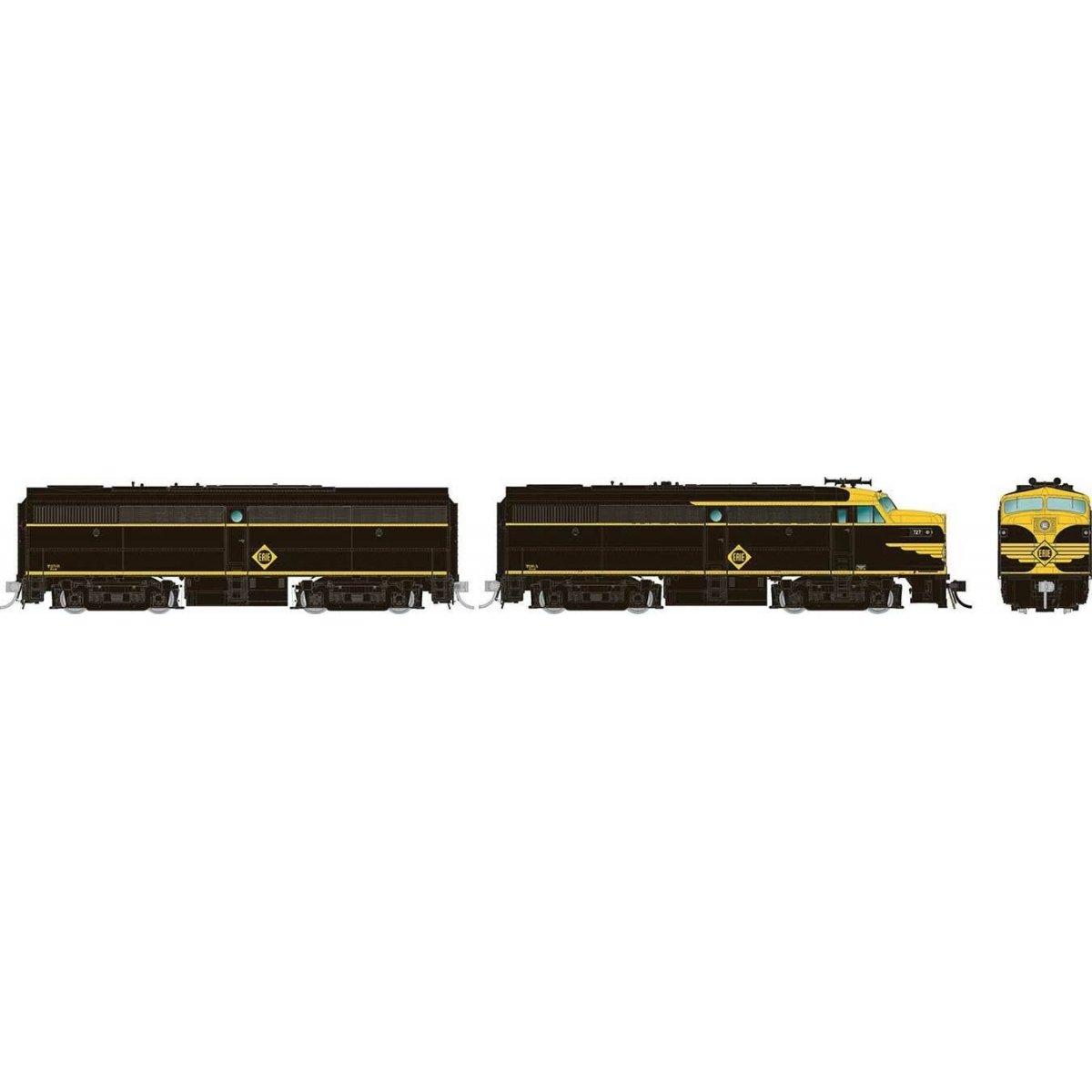 Alco FA1-FB1 Set - LokSound and DCC -- Erie 725D, 725C (black, yellow Wings)