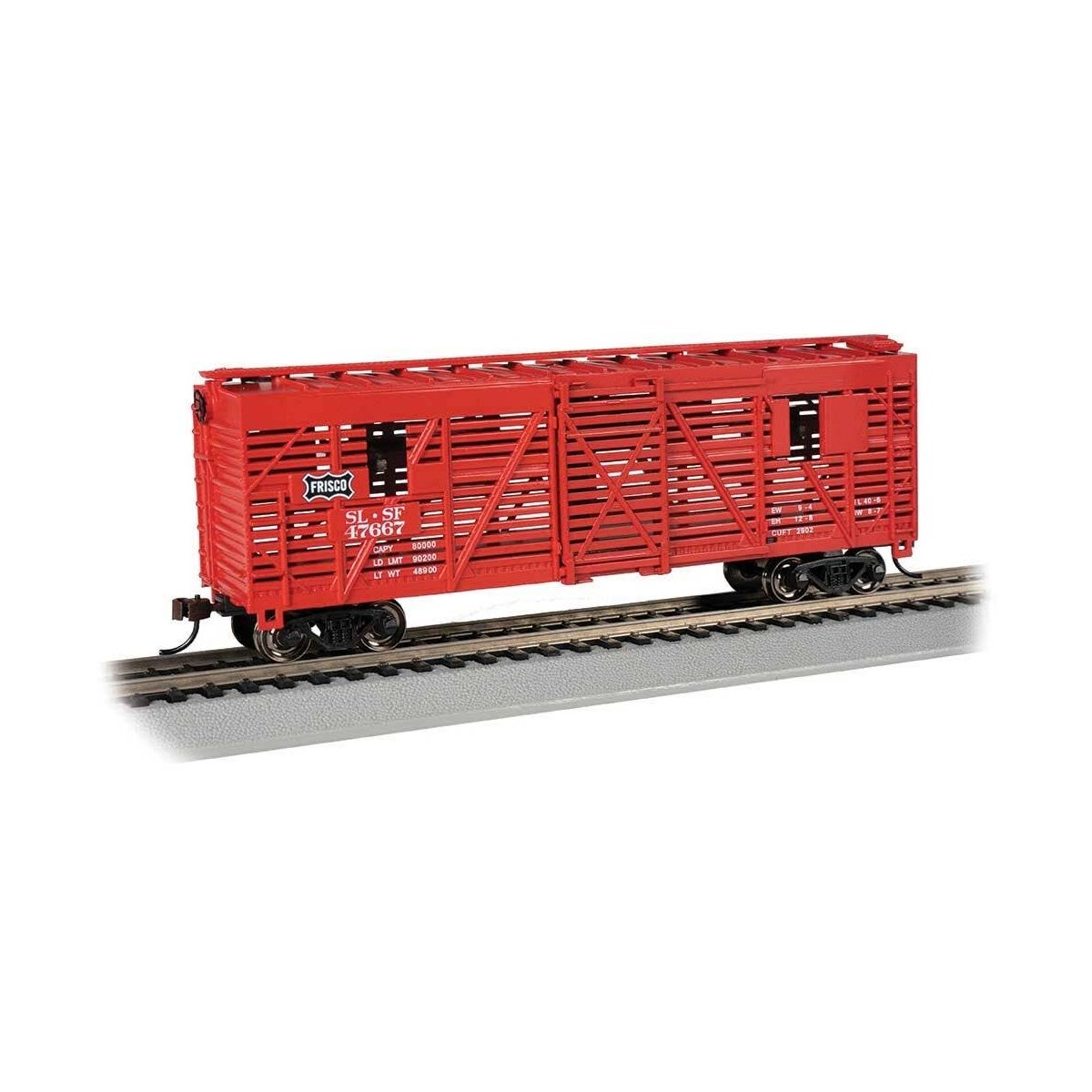 40′ Animated Stock Car with Horses - Ready to Run - Silver Series(R) -- St. Louis-San Francisco 47667 (Boxcar Red, Frisco Coon
