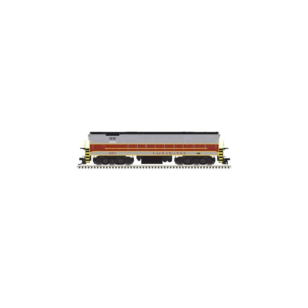 FM H-24-66 Phase 1A Trainmaster - LokSound & DCC -- Delaware, Lackawanna & Western 855 (gray, maroon, yellow)